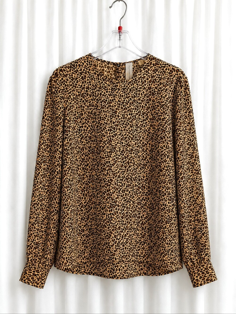 Dana Buchman Vintage Silk Leopard Animal Print Long Sleeve Career Wear Blouse